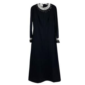 Vintage Bleeker Street Long Black Dress Silver Black Sequin Looks like Med Maxi